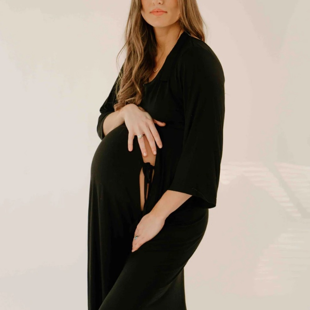 Chic Black Maternity Robe